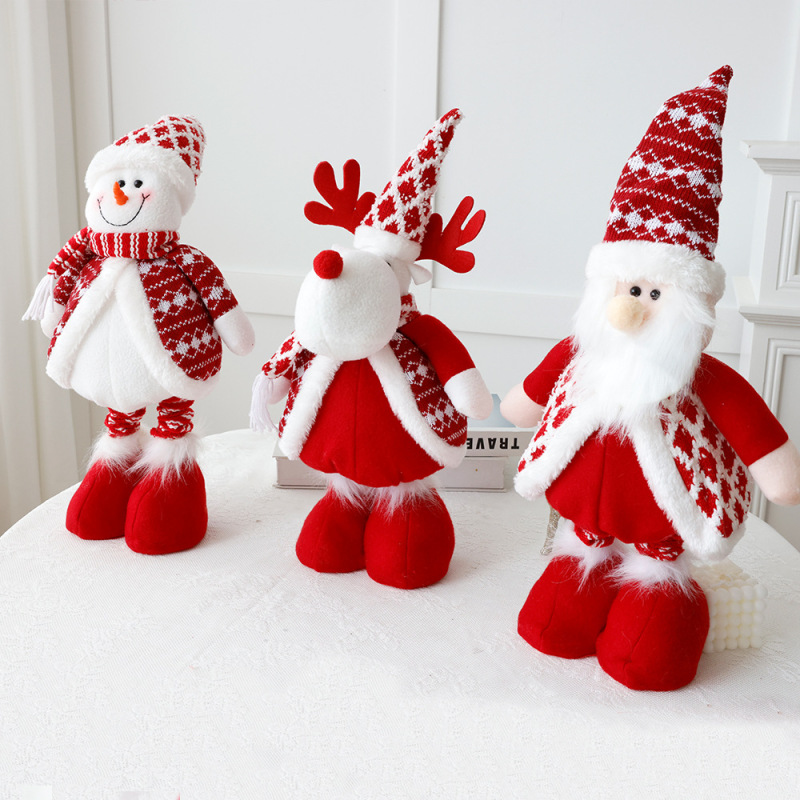 クリスマス装飾品の新しい赤いサンタクロース雪だるまヘラジカ公仔伸縮可能な人形の家庭装飾品|undefined