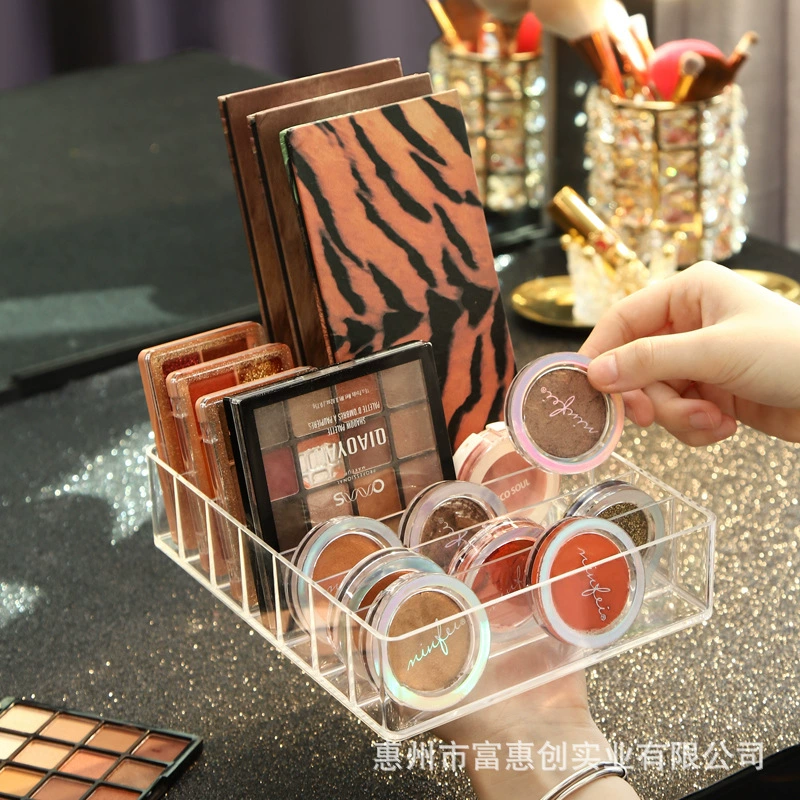 Cosmetic Storage Organizer Box, Transparent Plastic Acrylic, 8-Compartment Makeup Holder 22×19×7.4 cm