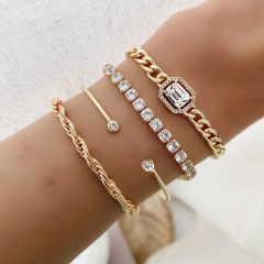 合金ブレスレット卸売ヨーロッパとアメリカの国境を越えた新しいジュエリー女性の誇張された不規則な多用途の軽い高級ニッチダイヤモンドブレスレット