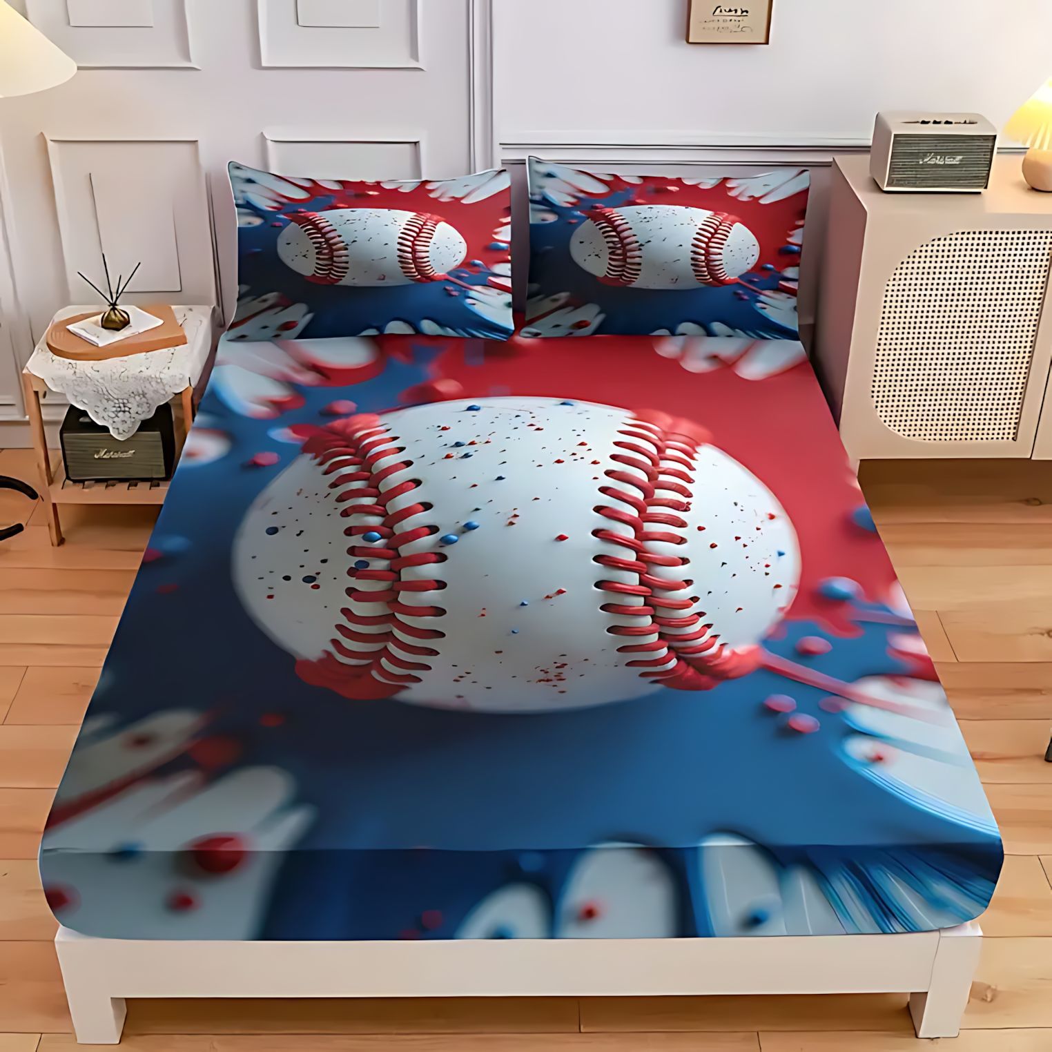 TEMU / JIT textiles caseros transfronterizos de moda tema de béisbol de alta definición impresión digital cama de cama de cama