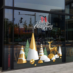 2025年新年元旦クリスマス装飾品店ショーウインドーガラス配置窓に静電気貼付紙窓花画