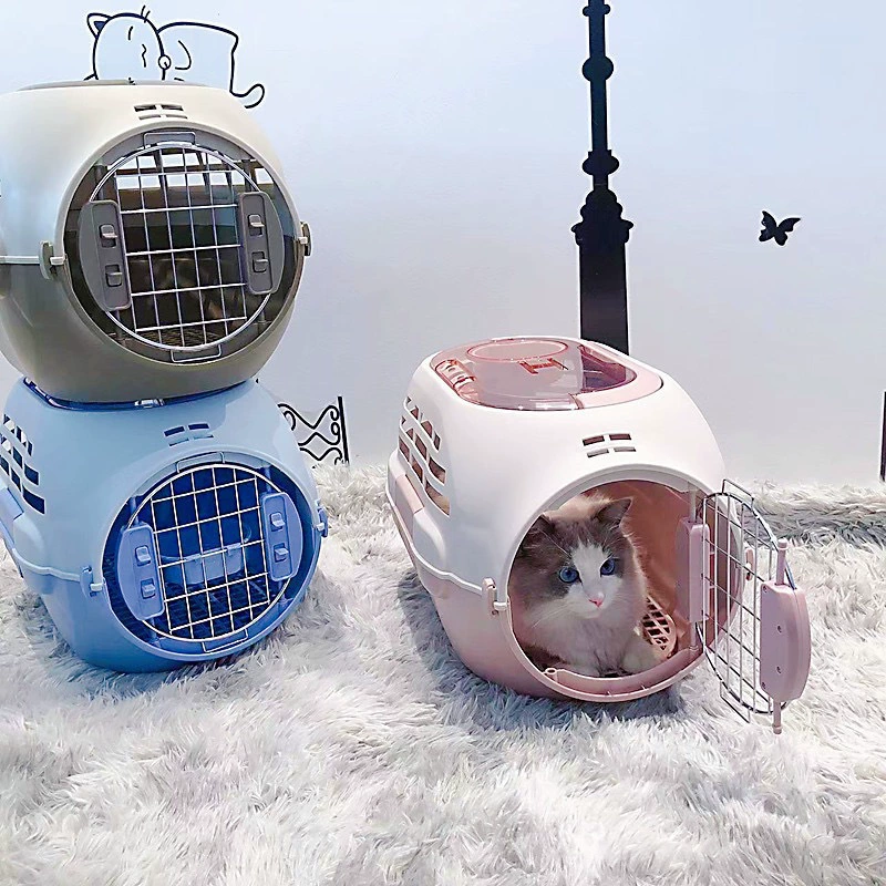 Переноска для домашних животных с люком на крыше, миской для еды, подходит для кошек, кроликов, шиншилл, дышащая и портативная для авиаперевозок.
