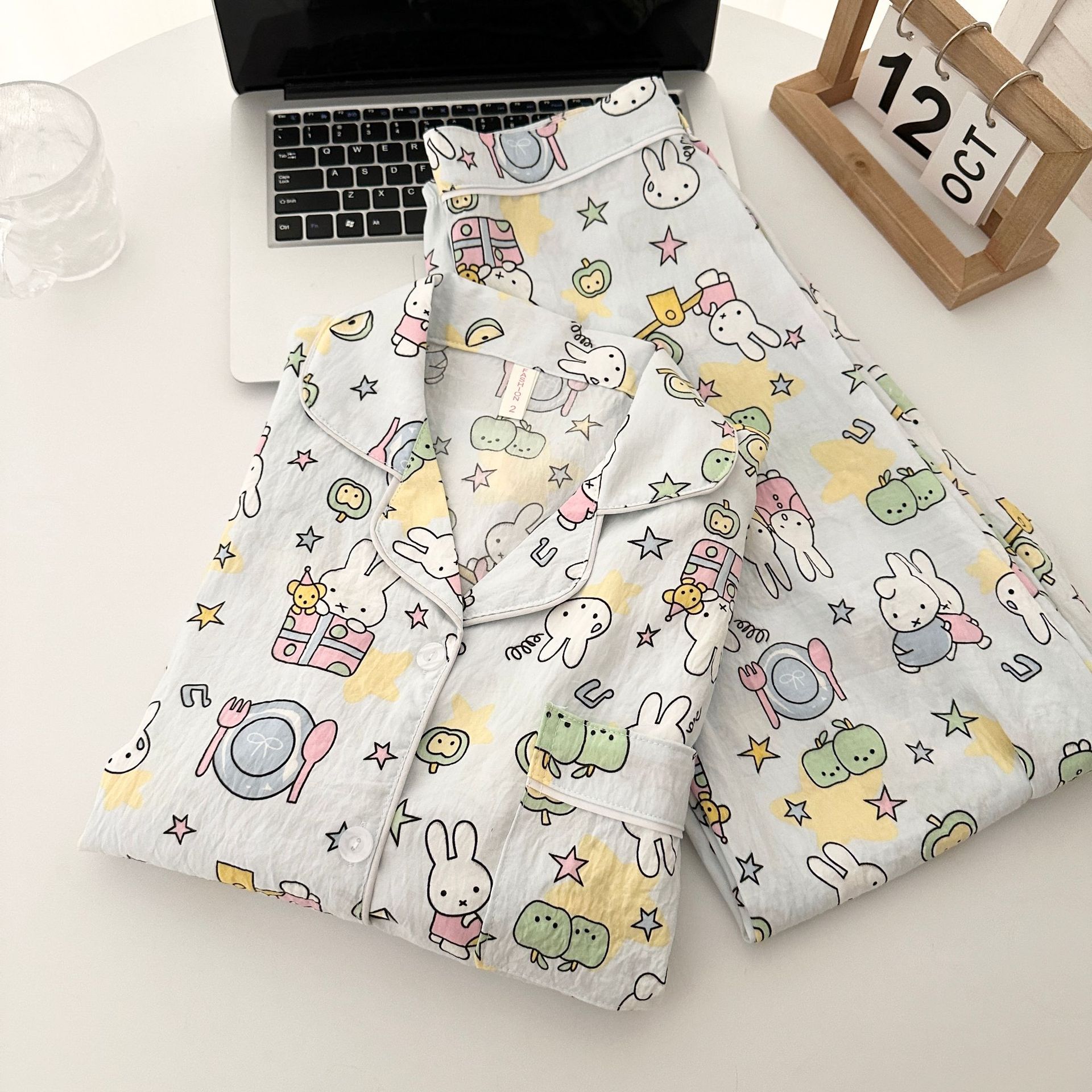 Al por mayor transfronterizo primavera y otoño dulce dibujos animados nubes de algodón pantalones de manga larga pijamas de niñas vestidos de hogar