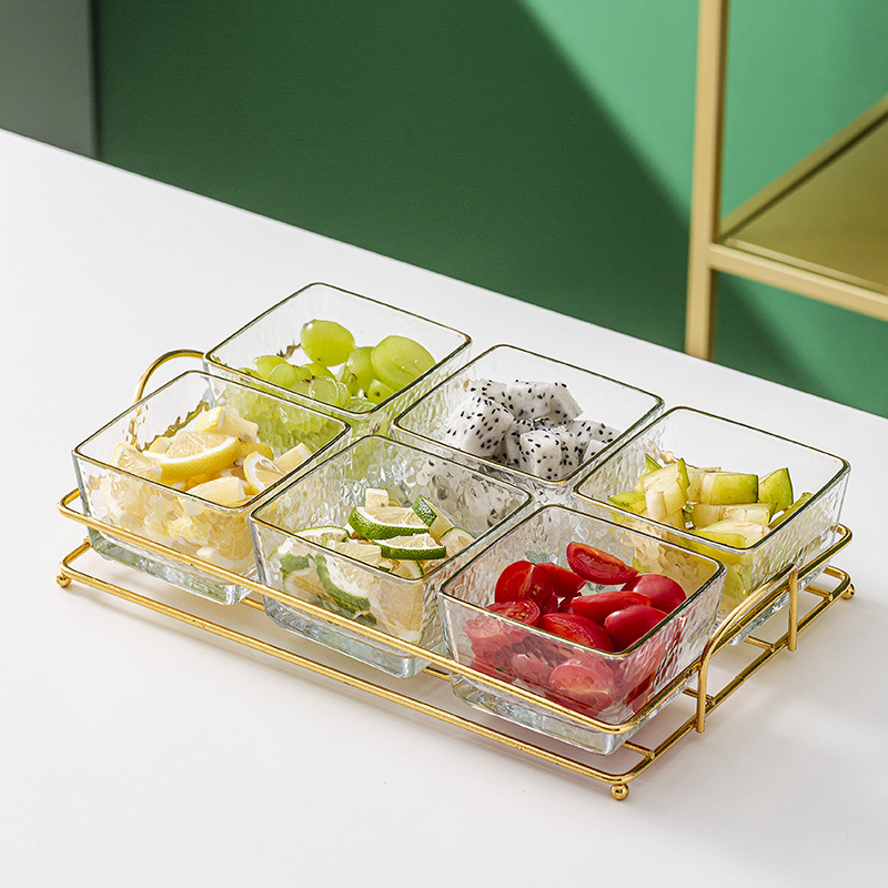 Vidrio separado fruta plato comercial merienda plato bar pie baño Club KTV rejilla plato con tapa