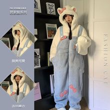 卡通连体珊瑚绒睡衣女2025冬款新款加厚毛绒连体衣家居服可外穿