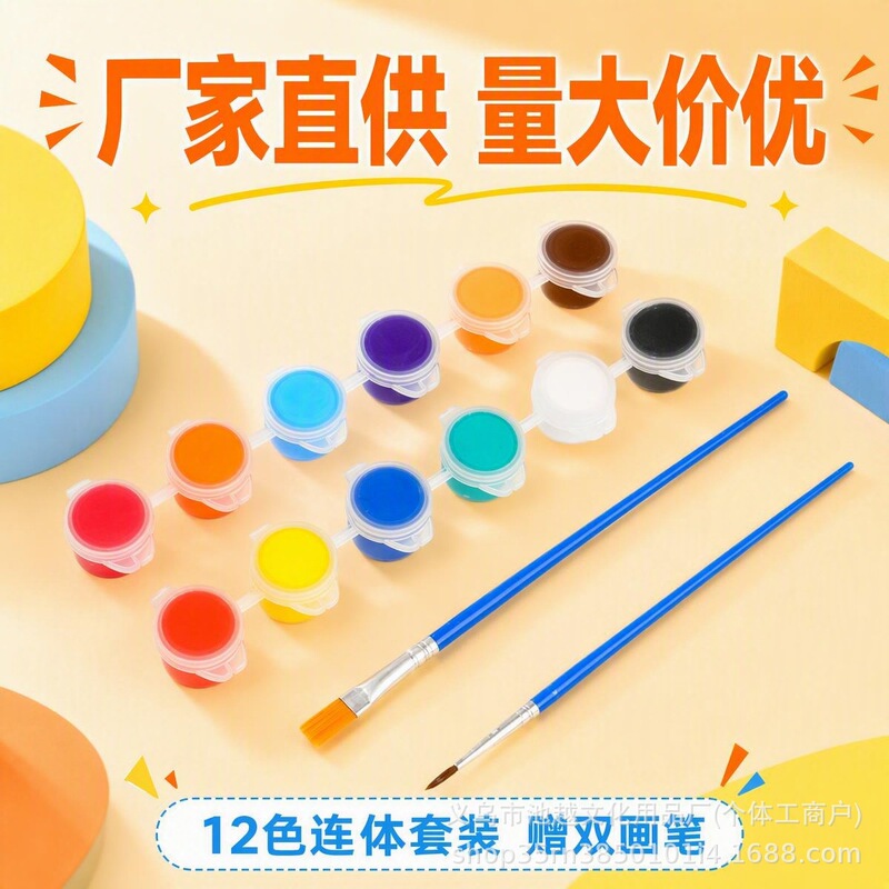 Supply of 3ml 6-Color Children's Acrylic Paint, 12-Color Set for Students' Art Painting and Coloring of Plaster Dolls Supply of 3ml 6-Color Children's Acrylic Paint, 12-Color Set for Students' Art Painting and Coloring of Plaster Dolls