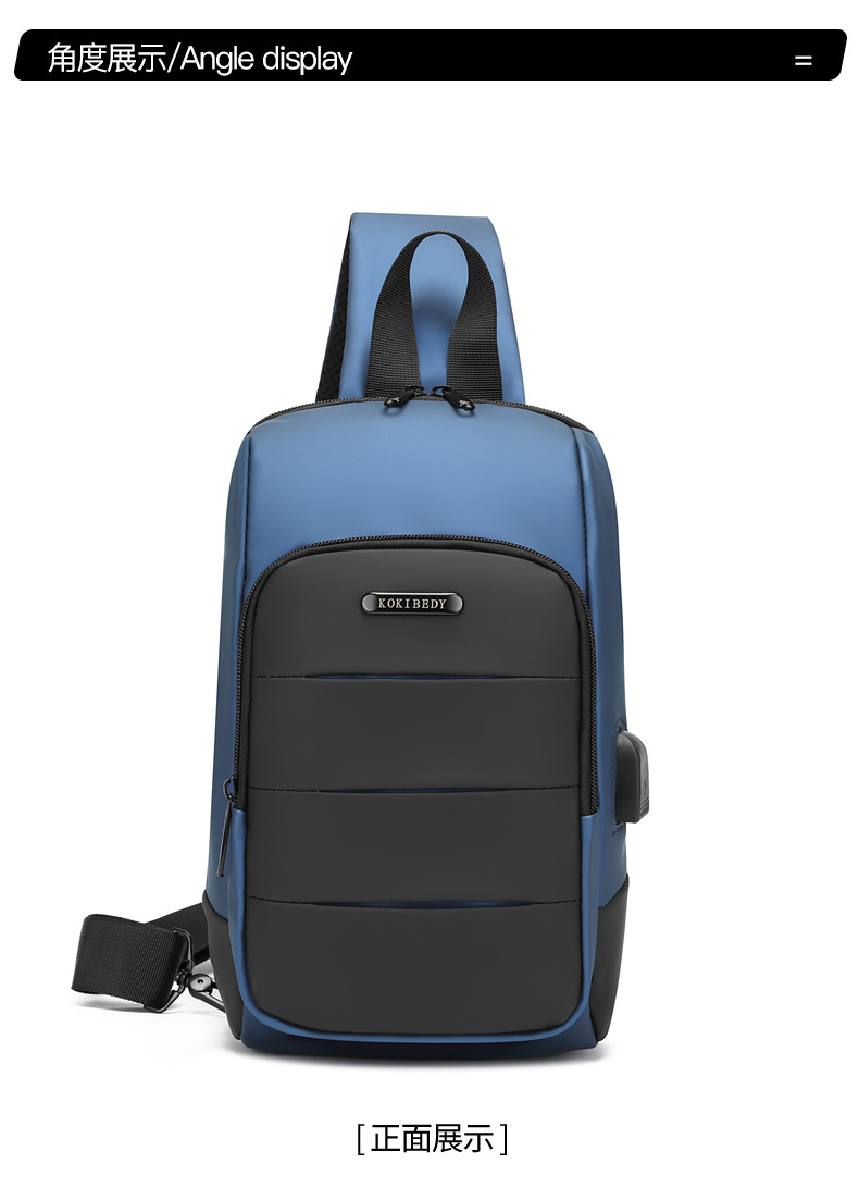 Cross-border chest bag, men's crossbody bag, single-shoulder backpack, multi-functional large-capacity charging crossbody small bag, messenger bag, men's bag undefined