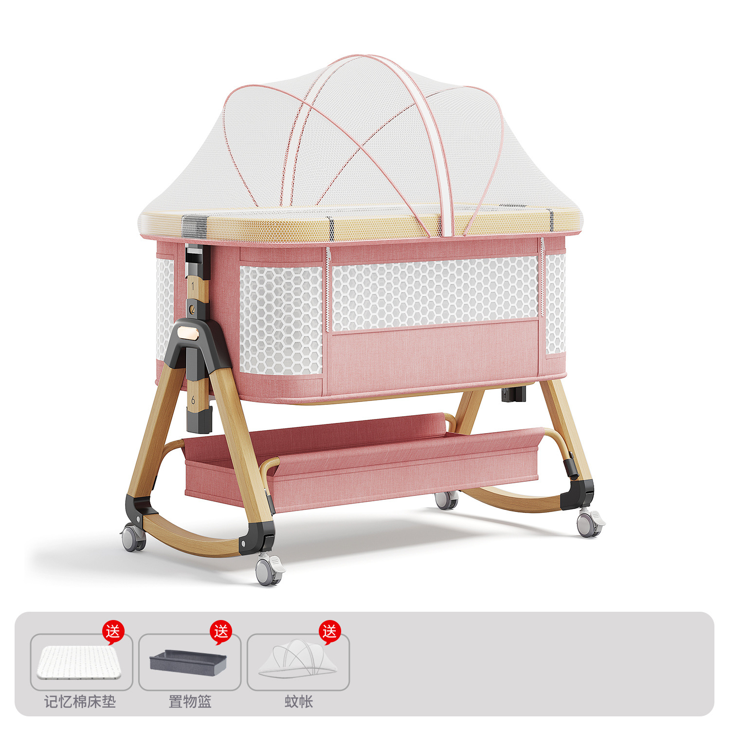 Cama para bebés, campana móvil, cuna, cama plegable portátil multifuncional, cama BB para recién nacidos, cama de empalme grande