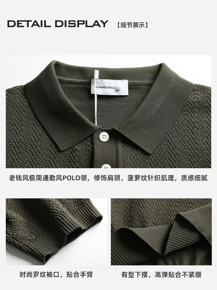 Transfronterizo texturas de hielo de alta calidad polo camiseta de hombre con solapa de manga corta camiseta de negocios casual de hombre