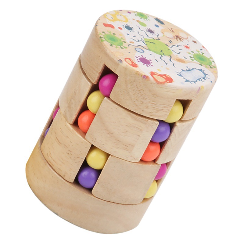 Cubo para niños Bola plana de madera Bola Flip de doble cara Bola de frijol mágico Desarrollo de inteligencia Punta del dedo Juego de descompresión giratoria