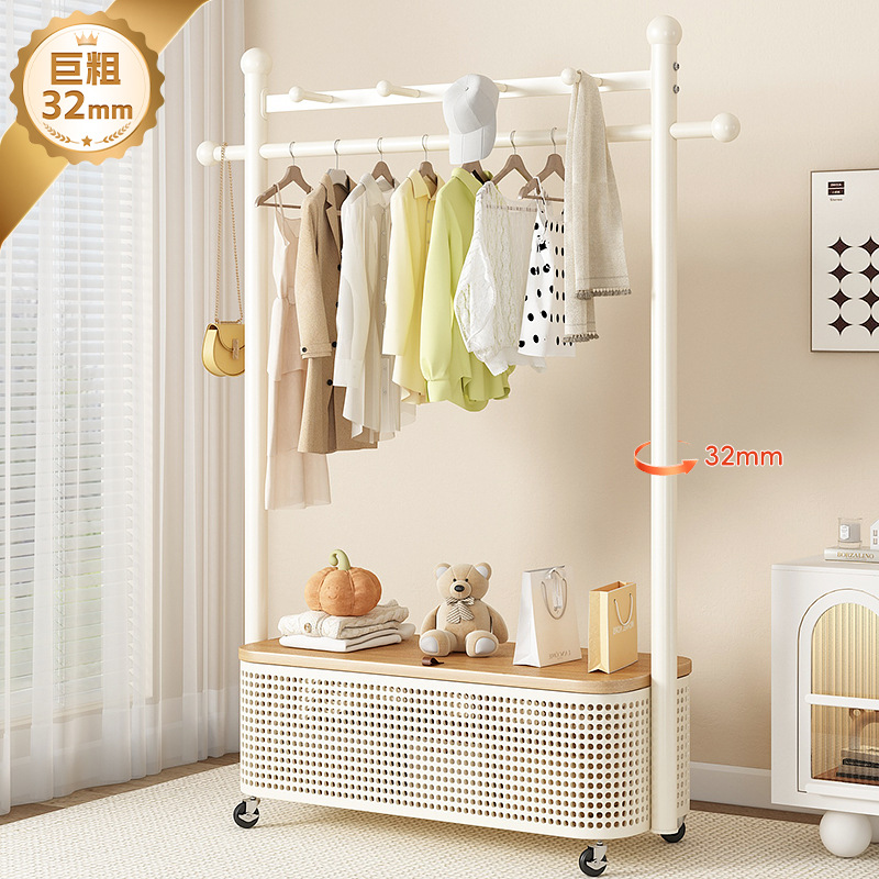 코트 랙 바닥 침실 홈 의류 건조 랙 실내 간단한 모바일 발코니 의류 랙 단일 막대 의류 건조 랙