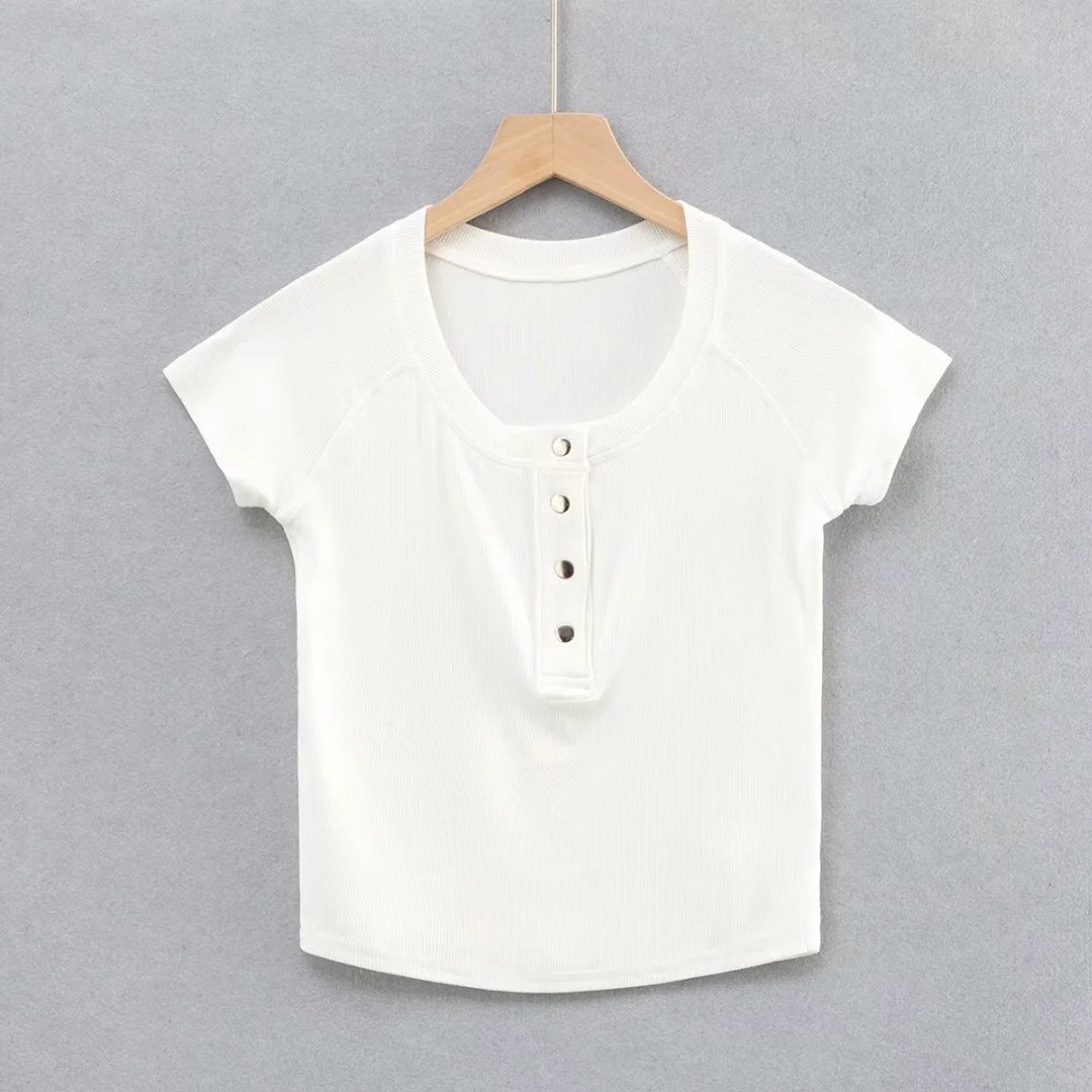 button round neck sexy short sleeve T-shirt  NSAC29179