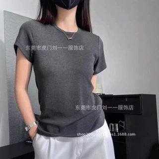 DY4060- row 软糯修身显瘦圆领百搭简约纯色短袖衣服女款春季