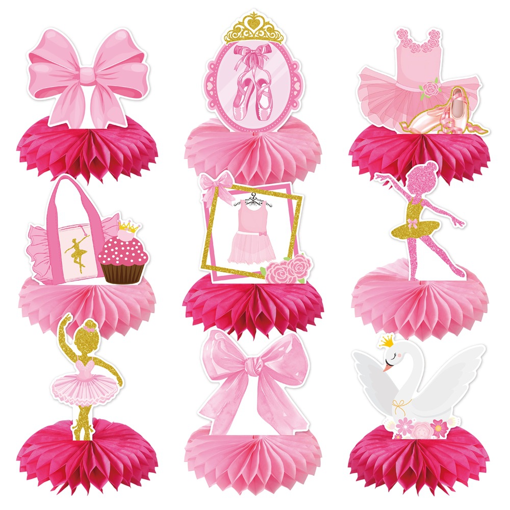 Nuevo producto transfronterizo conjunto de fiesta temática de ballet de cumpleaños fondo de fiesta de cumpleaños bandera de tracción ballet colgante en espiral