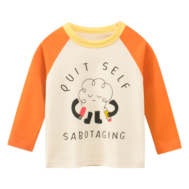 2023 Camiseta de manga larga para niños de otoño nueva entrega de camisa de fondo superior de cuello redondo para niñas de estilo coreano al por mayor