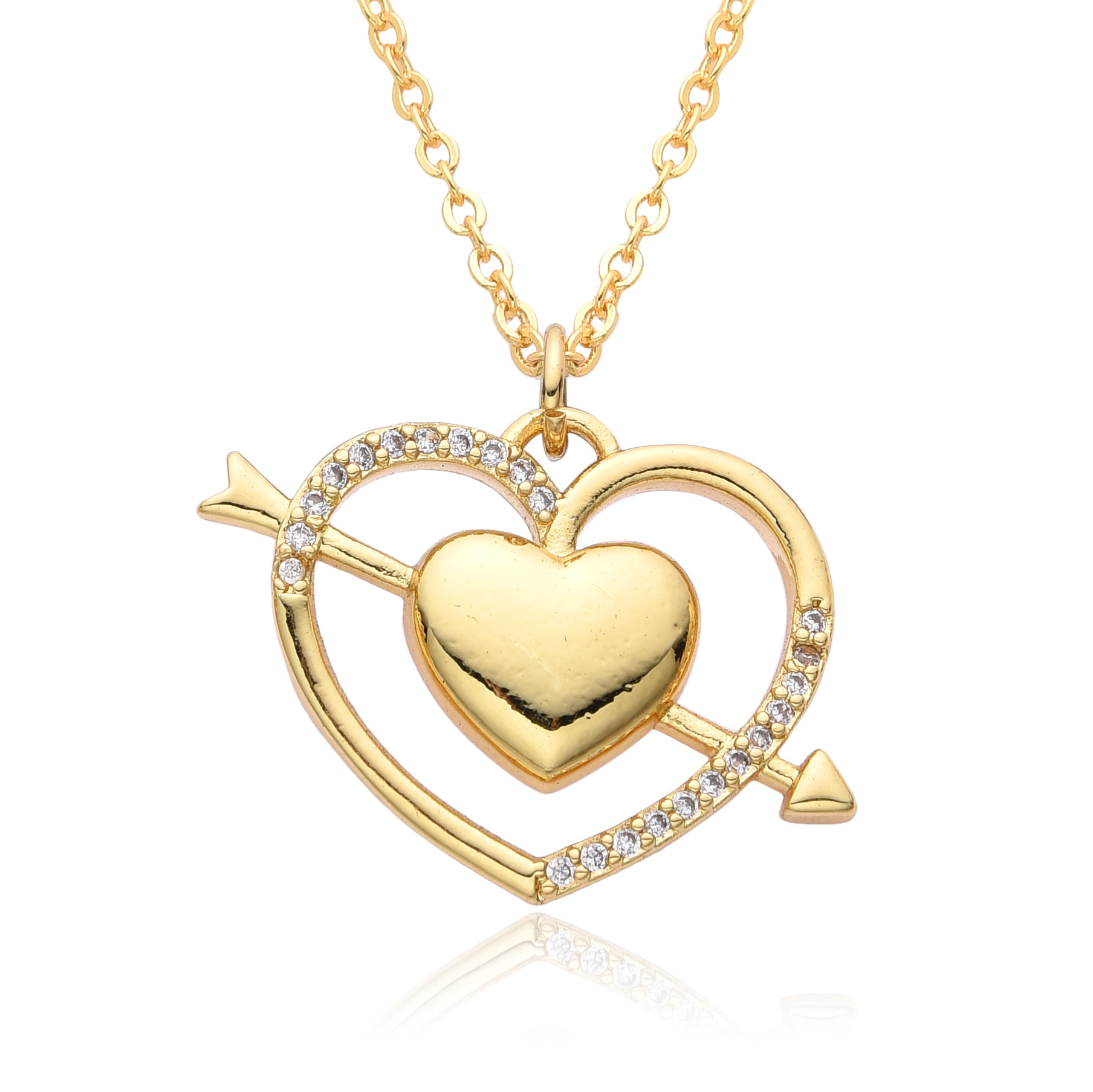 12g Weight Copper Pendant Material Zircon Inlay Material Pendant Necklace Classification Copper Chain Material 1 Piece Quantity Holiday, Daily Occasion Copper Material Heart Shape Pattern Women's Gender Inlay Design Simple Style Style Copper Inlay Heart Shape Zircon Pendant Necklace 9