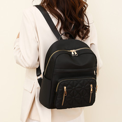 菱格繡線雙肩包女2023新款女士背包韓版百搭大容量防潑水旅行背包