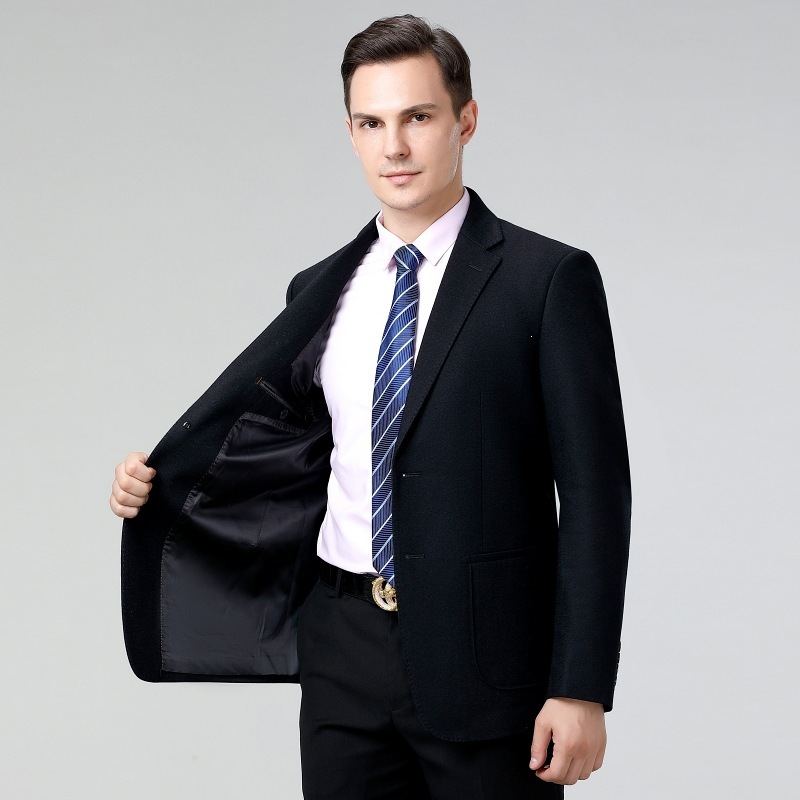 2026 Autumn/Winter Thick Two-Button Casual Suit Jacket, Korean Style, Slim Fit, Men's Suit Jacket