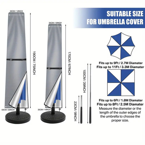 A rooftop umbrella sunshade cover, waterproof outdoor offset banana cylindrical style umbrella cover suitable for cantilever offset umbrella