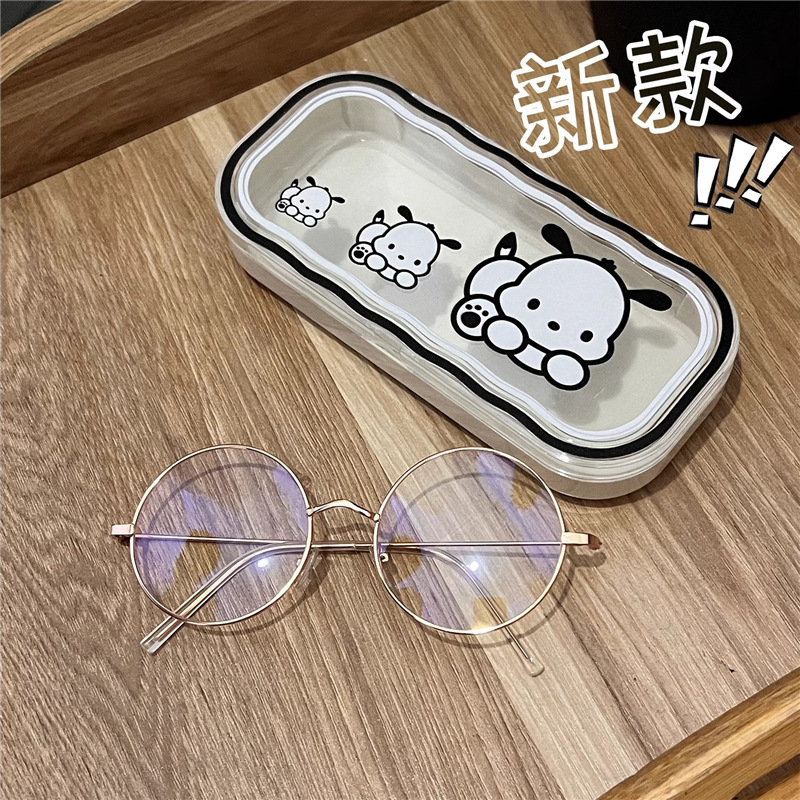 Estuche para gafas moderno con un toque de alta gama, diseño ondulado y bonito, estuche transparente portátil para gafas, estuche para gafas de miopía, estuche para gafas infantiles.