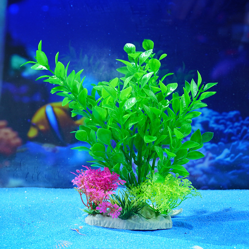 Decoración de mesa de comedor, decoración, agua falsa, césped, pecera, paisajismo, flores de plástico, acuario, fábrica de origen de pajar de simulación