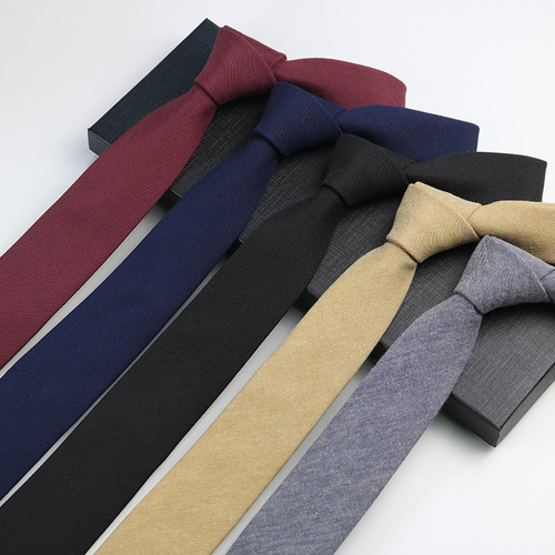 男士韩版领带窄6cm手打棉休闲职业衬衫文艺简约女学院纯黑色领带