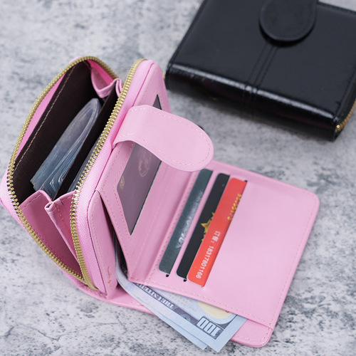  Cross-border New Short Wallet Women's Oil-wax Leather Retro Zero Wallet Clasp Coin Purse Lady Small Wallet