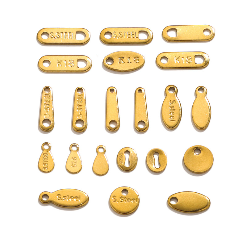 Stainless steel tail chain tag real gold plating small pendant accessories diy stainless steel small tag jewelry hanging tail