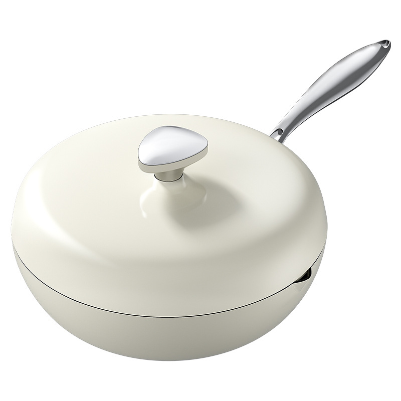 PT32-EA-15 doble desvío guijarros wok con tapa/blanco