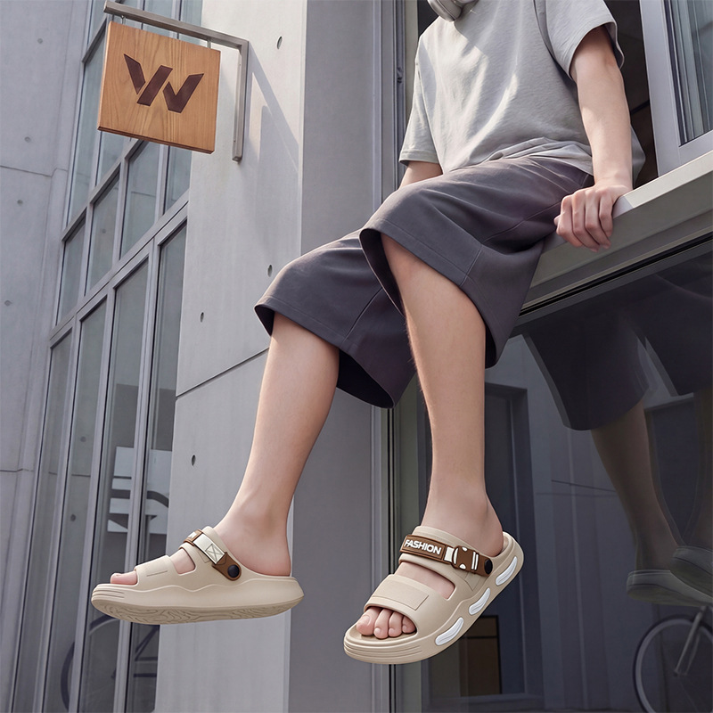 Men's Summer Outdoor Slippers With Two Straps, Top Quality Soft Sole, Comfortable To Walk On, Suitable For Home And Indoor Use,_voghion.com