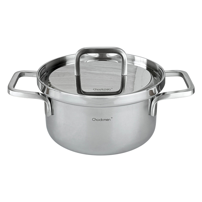 Chockmen Zhuo Deming 18 / 10 olla de acero inoxidable cubierta de acero giratoria 16cm pequeña olla de leche desviador