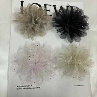 点点网纱花朵diy手作发夹女发饰衣服辅料批发手工编织饰品