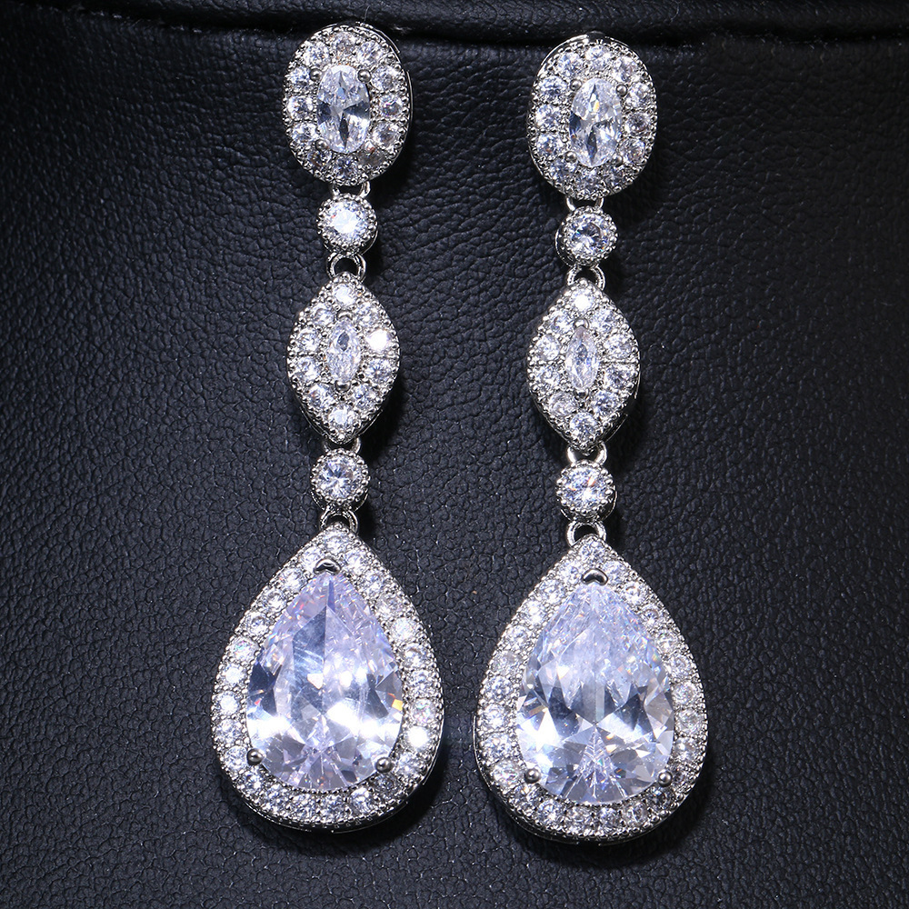fashionable sophisticated shiny design elegant earrings with zircon…