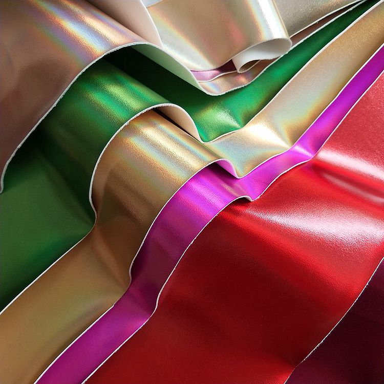 幻彩纳帕纹金属羊纹箱包手袋包装革材料PU纳帕纹皮革面料贴膜材料