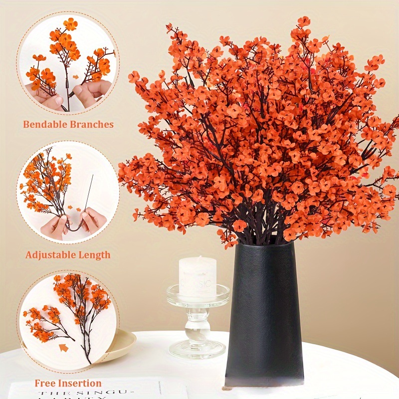 模擬花シングルピンク梅の花とカスミソウの花束造花 diy ホームリビングルームの装飾装飾品フラワーアレンジメント|undefined
