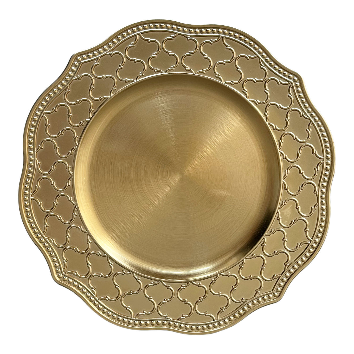 Fábrica de Chargerplate comercio exterior transfronterizo boda hotel fiesta platos de plástico dorado bandeja de platos de comida occidental