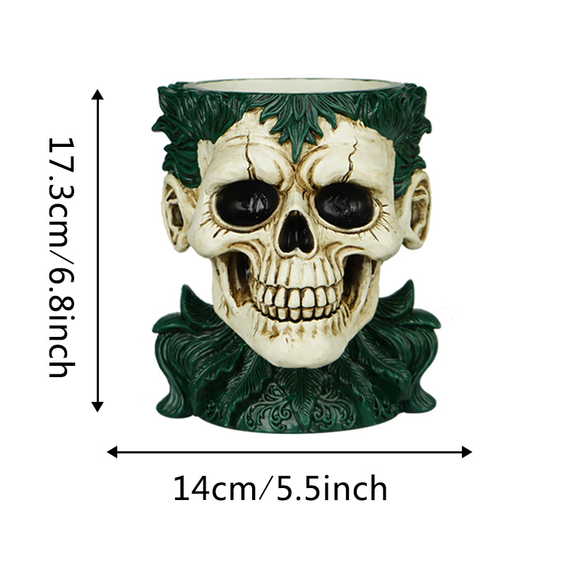 Spot Halloween Skull Flowerpot Resin Ornaments Home Desktop Garden Succulent Green Plant Container Decoration Small Gifts
