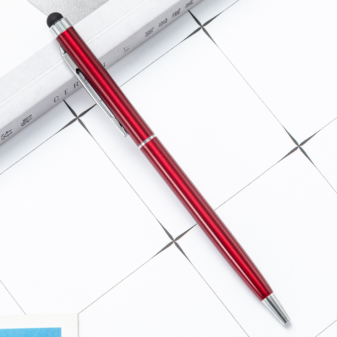 Metal pluma capacitiva varilla de aluminio cabeza de pantalla táctil teléfono móvil táctil bolígrafo de doble propósito regalo táctil pluma al por mayor