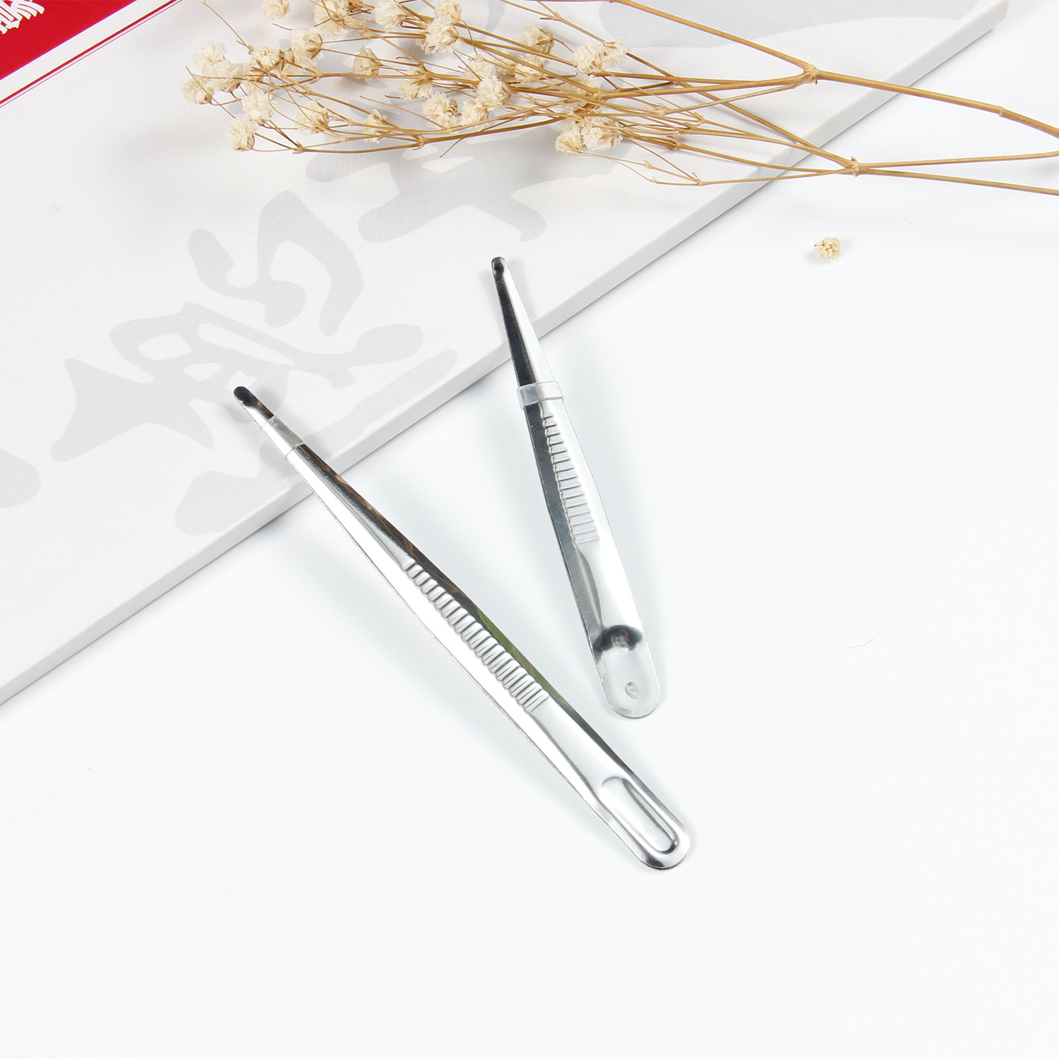 工厂批发不锈钢家用多功能镊子直头手工饰品镊子加厚造景水草夹子