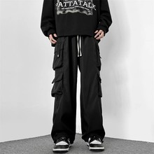 柯百龙黑色工装裤男士春秋款潮牌阔腿休闲长裤冬季男生直筒宽松裤