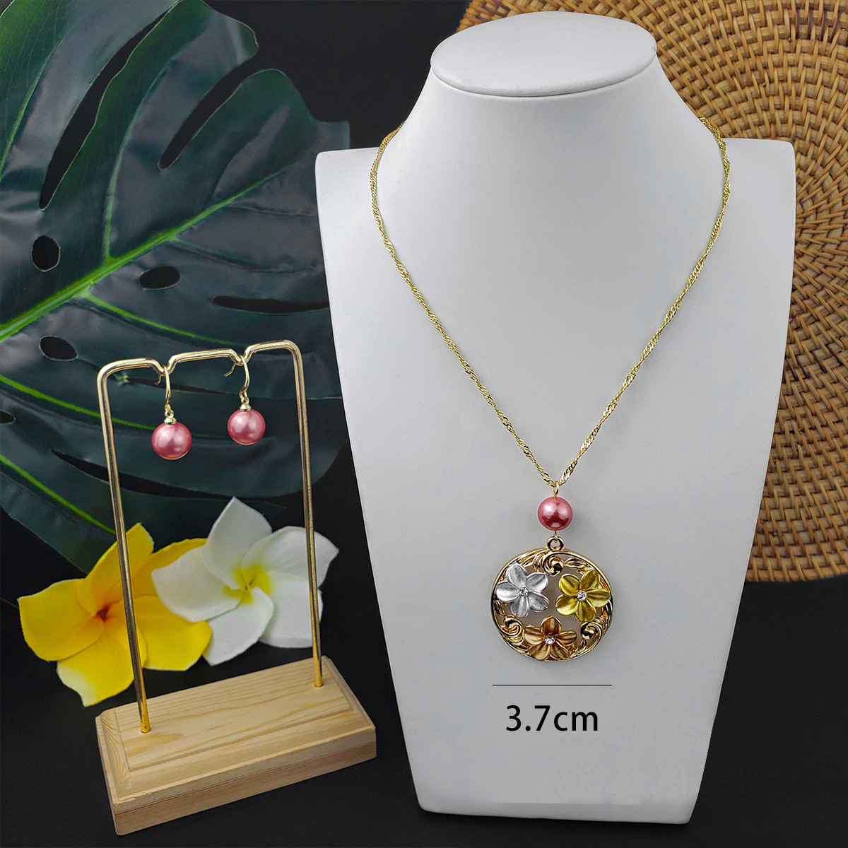 1 Set Ethnic Style Flower Alloy Plating Inlay Rhinestones Pearl Womenu0027S Jewelry Set