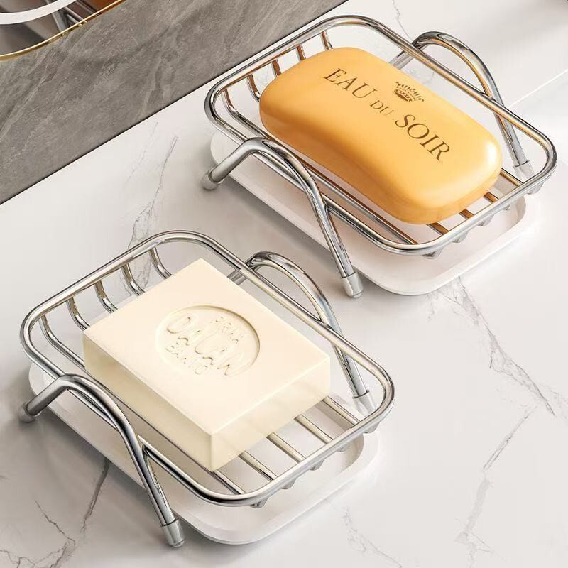 Stainless Steel Soap Dish Countertop Bathroom Soap Draining Rack Bathroom Sink Soap Holder Soap Storage Rack