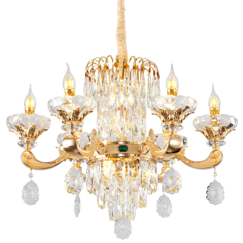 欧式蜡烛水晶吊灯奢华客厅灯大气餐厅房间卧室灯家用简欧轻奢灯具