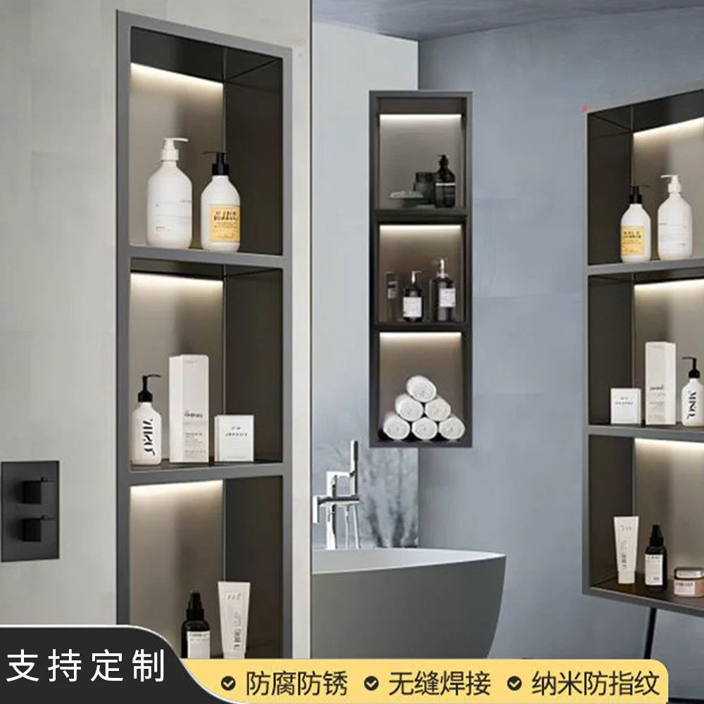 Накладная и скрытая роскошная ниша для унитаза из нержавеющей стали со встроенной полкой для хранения в ванной комнате, встроенный шкаф оптом