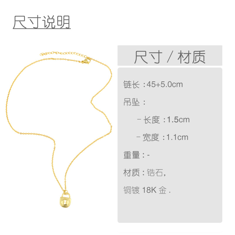 Korean Lock Copper Zircon Necklace Wholesale display picture 1