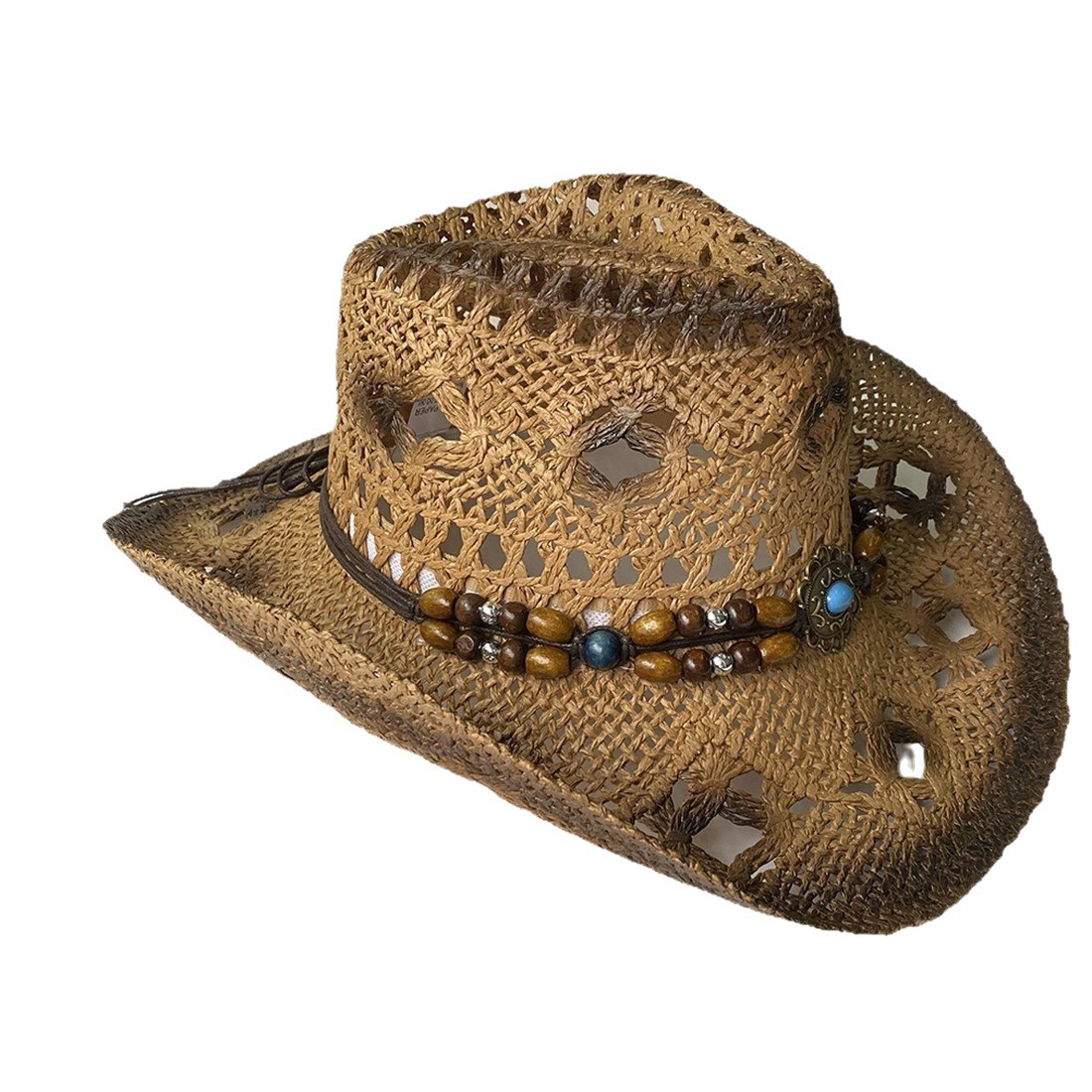 Vintage Sun Hat New Men's Denim Rattan Straw Summer Sun Protection Fishing Hat, Hat For Scenic Areas_voghion.com