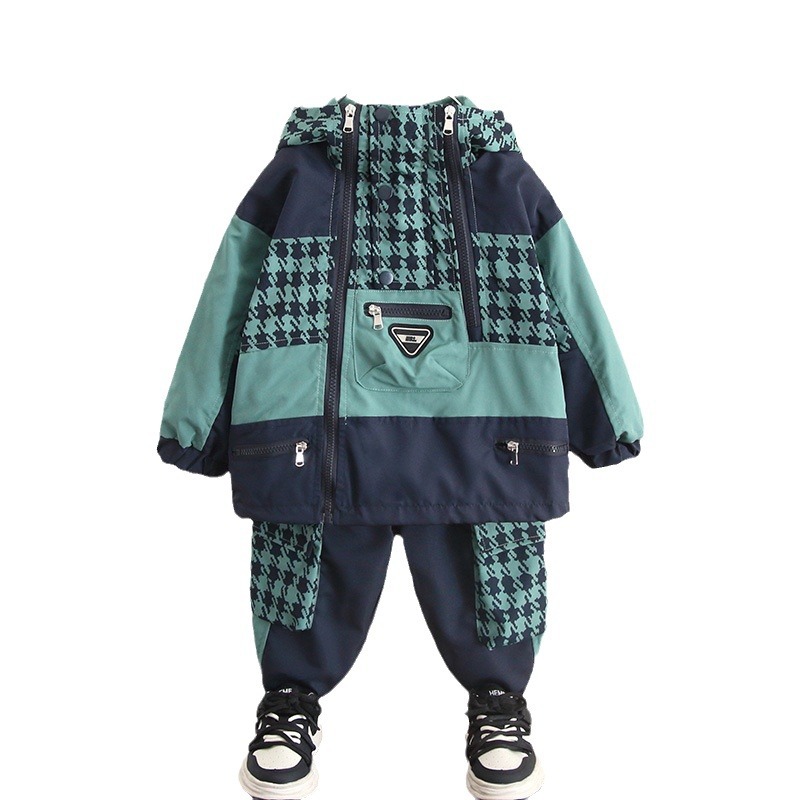 6204 traje de chaqueta para niño 2025 primavera y otoño nuevo estilo ropa para niños abrigo de otoño mono para bebé de dos piezas