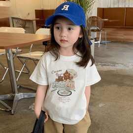 童装女童短袖t恤夏装2026新款儿童夏款中大童女孩百搭上衣夏季潮t