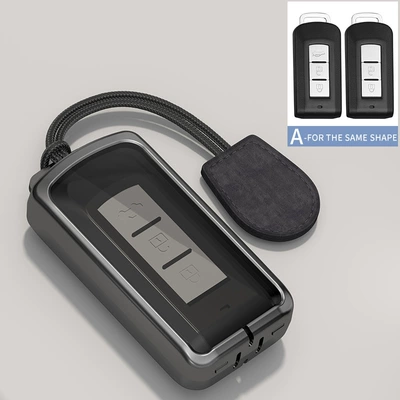 Car key bag Cover, Outlander 2023 Model, Full - transparent-black-tpu-type-a-transparent-black-tpu-zinc-alloy-convenient-hand-strap