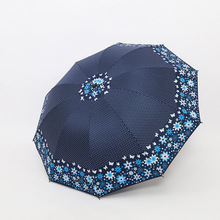 雨伞加粗加固10骨黑胶卡通三折叠晴雨遮阳两用太阳伞礼品伞小商品